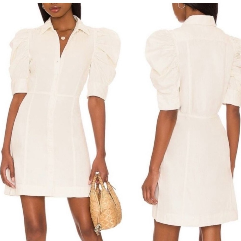 Frame Denim Ivory Puff Sleeve Dress